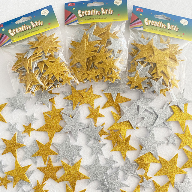 210piece Gold & Silver Glitter Foam Star Shape EVA Self Adhesive Reward  Stickers for DIY Room Birthday Party Decoration Toys - AliExpress